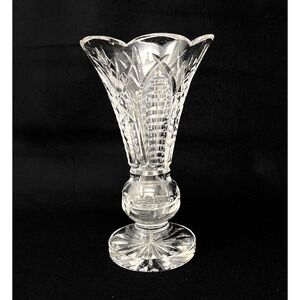 Waterford  Clare 8" Footed Flower Vase Cut‎ glass Lead Crystal Scalloped Edge